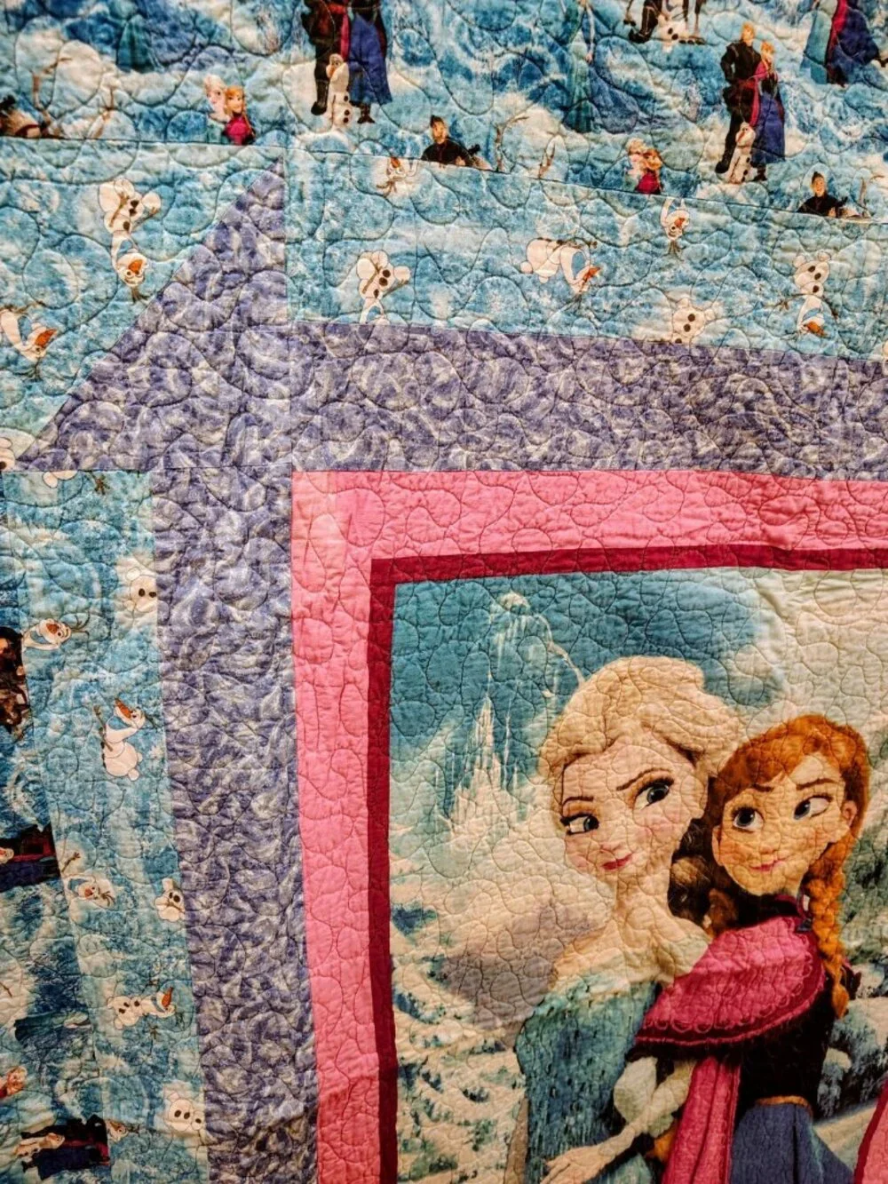 Handmade Disney Frozen quilt, Anna Elsa, 60 x 70 inches , EUC, 2014